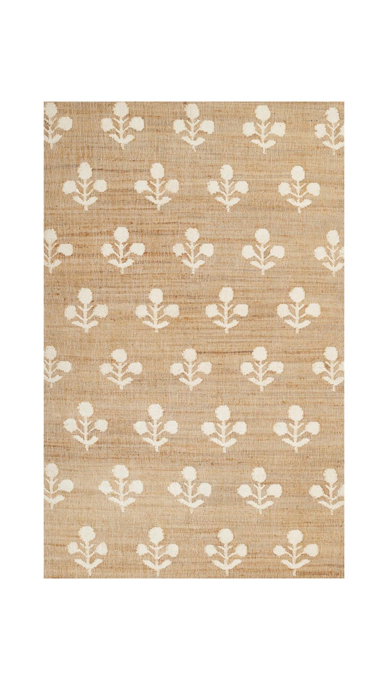 White Beige Jute Braided Runner Rugfor Living Room – Floral handmade by LoomifyHome