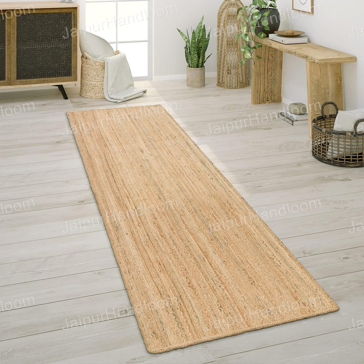 Beige Jute Braided Stair Runnerfor Living Room – 5x24 handmade by LoomifyHome