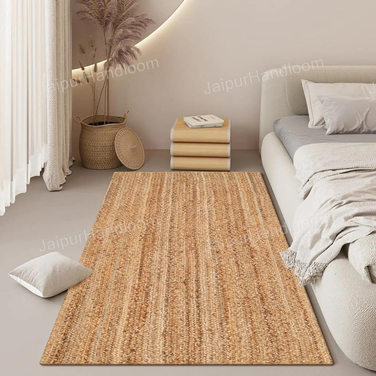 Beige Jute Braided Stair Runnerfor Living Room – 5x24 handmade by LoomifyHome