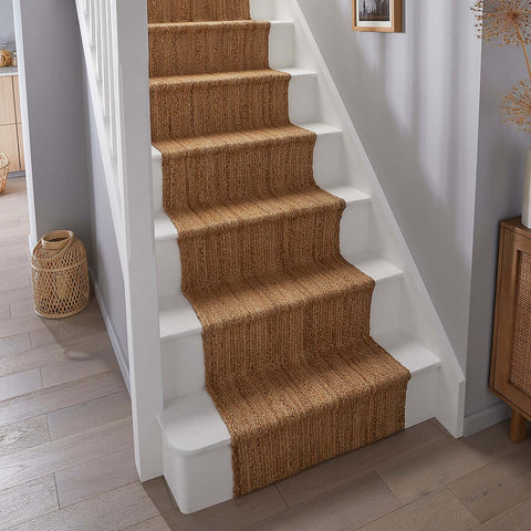 Beige Jute Braided Stair Runnerfor Living Room – 108 x 144 handmade by LoomifyHome