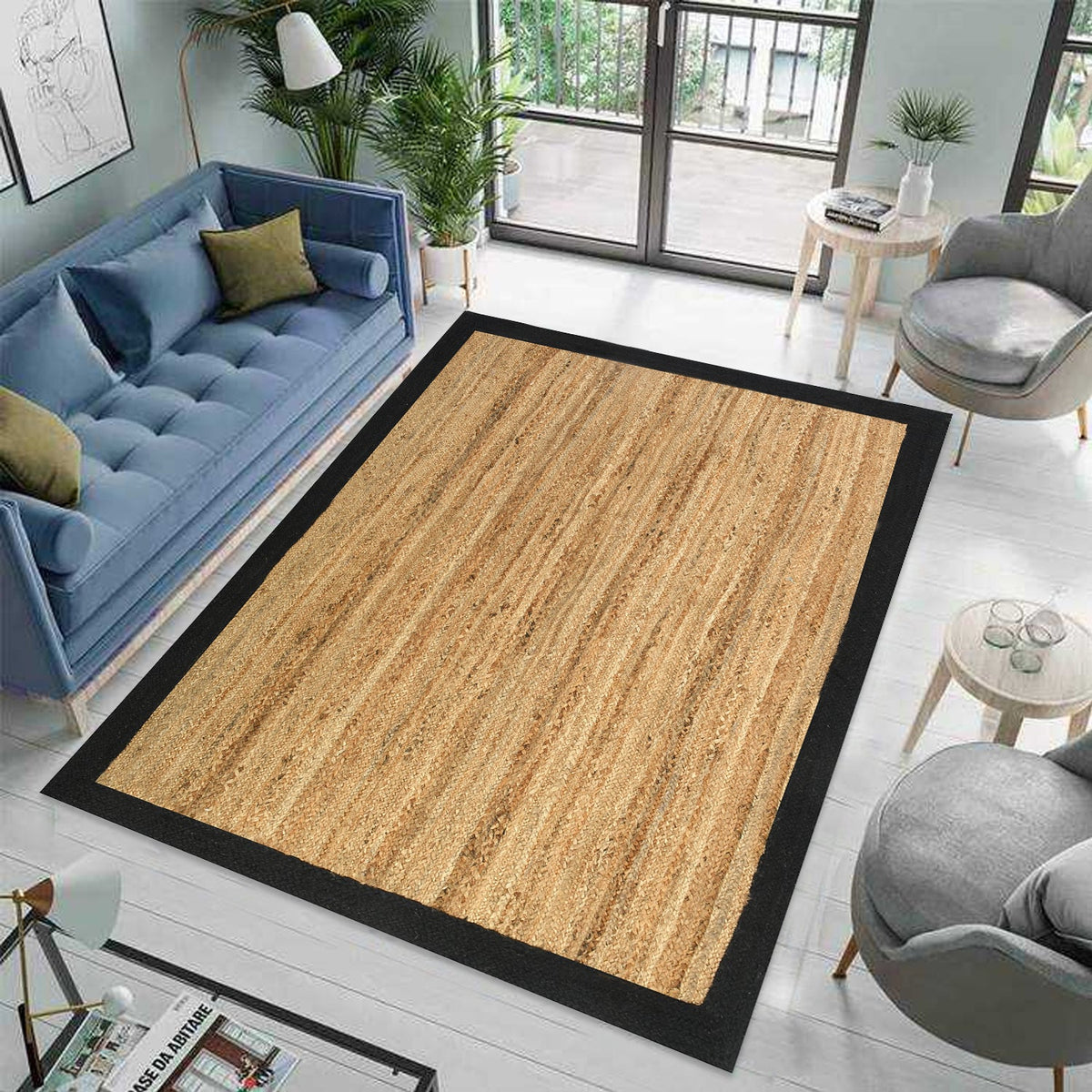 White Beige Jute Braided Runner Rugfor Living Room – 4 x 6 handmade by LoomifyHome