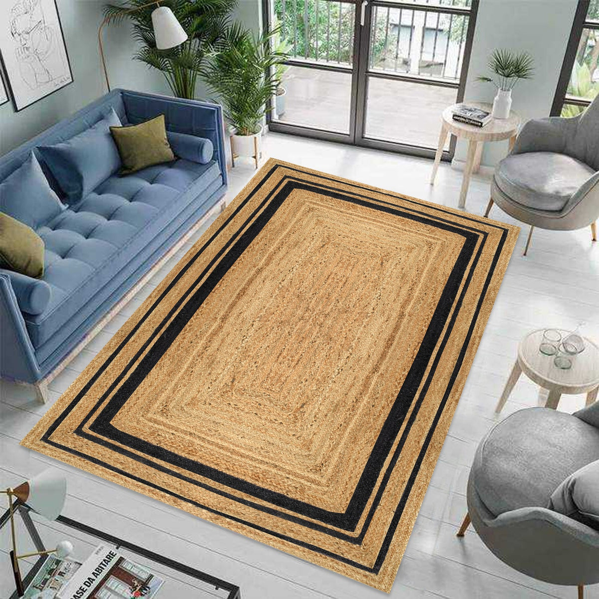 White Beige Jute Braided Runner Rugfor Living Room – 36 x 48 handmade by LoomifyHome