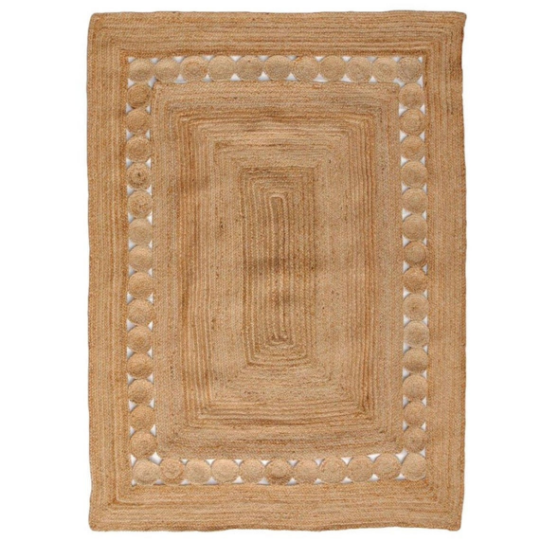Beige Blue Jute Braided Runner Rugfor Living Room – 96 x 120 handmade by LoomifyHome