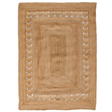 Beige Blue Jute Braided Runner Rugfor Living Room – 96 x 120 handmade by LoomifyHome