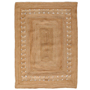 Beige Blue Jute Braided Runner Rugfor Living Room – 96 x 120 handmade by LoomifyHome