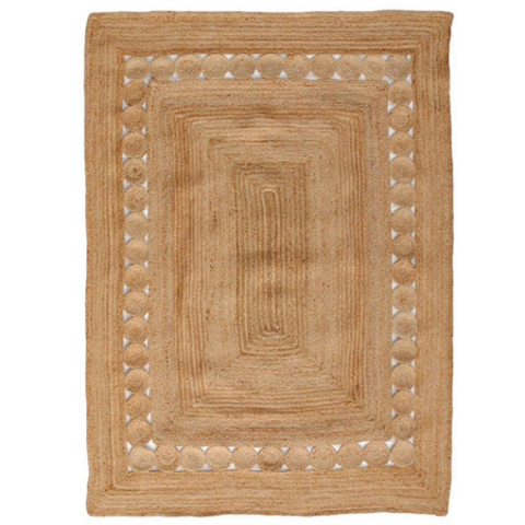 Beige Blue Jute Braided Runner Rugfor Living Room – 96 x 120 handmade by LoomifyHome