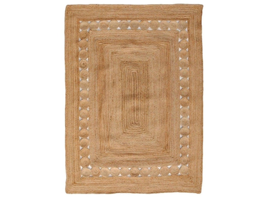 Beige Blue Jute Braided Runner Rugfor Living Room – 96 x 120 handmade by LoomifyHome