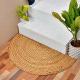 White Beige Jute Braided Half Moon Doormatfor Living Room – Living Room Ready handmade by LoomifyHome