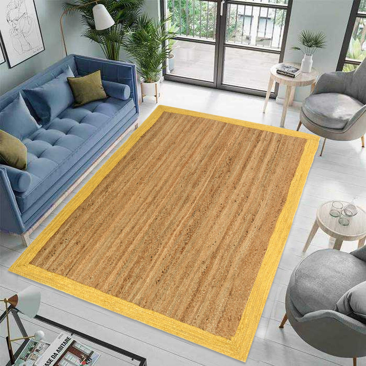 White Beige Jute Braided Runner Rugfor Living Room – 4 x 5 handmade by LoomifyHome
