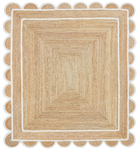 Beige Jute Braided Runner Rugfor Living Room – 84 x 108 handmade by LoomifyHome