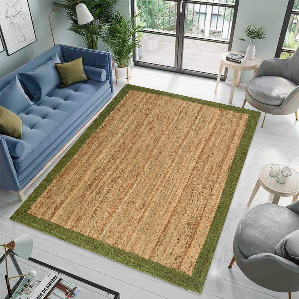White Beige Jute Braided Runner Rugfor Living Room – 48 x 60 handmade by LoomifyHome