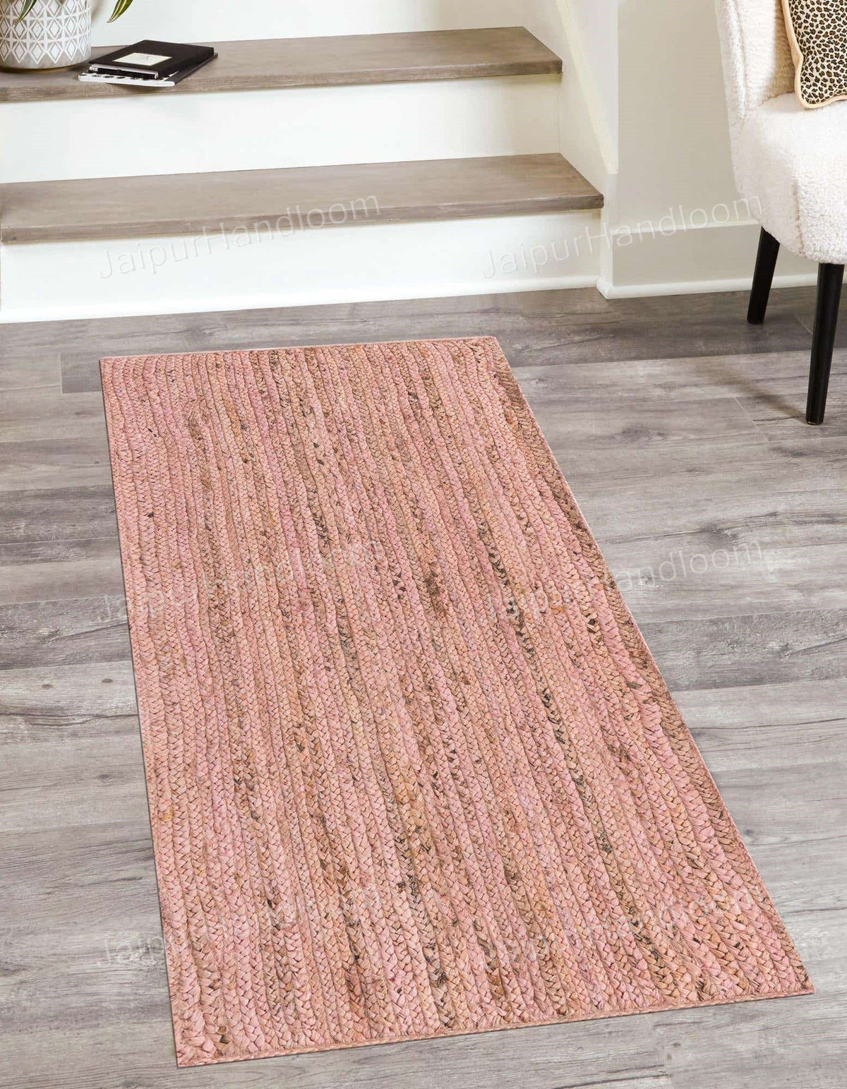 Beige Jute Braided Runner Rugfor Living Room – 6 x 8 handmade by LoomifyHome
