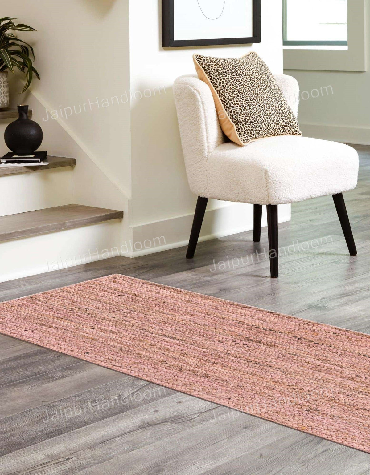 Beige Jute Braided Runner Rugfor Living Room – 6 x 8 handmade by LoomifyHome