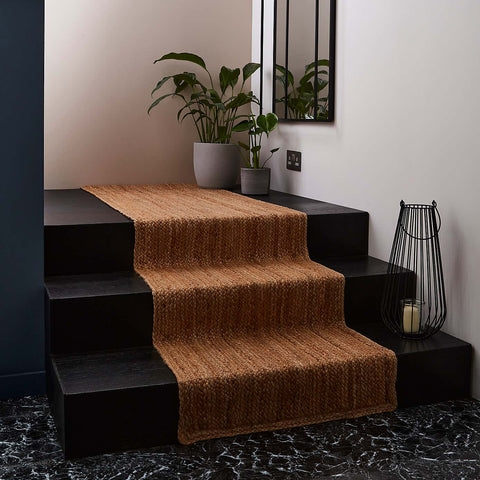 Beige Jute Braided Stair Runnerfor Living Room – 6x20 handmade by LoomifyHome