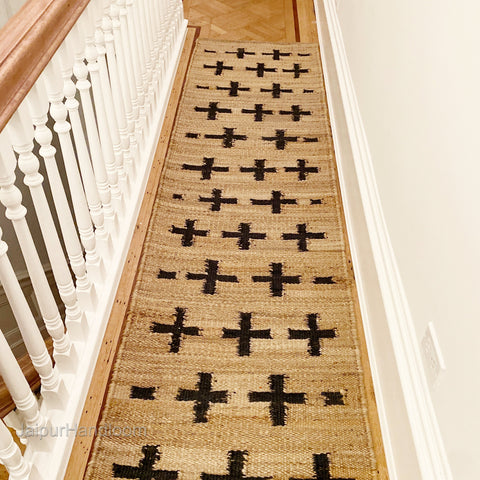 Beige Jute Braided Stair Runnerfor Living Room – 84 x 108 handmade by LoomifyHome