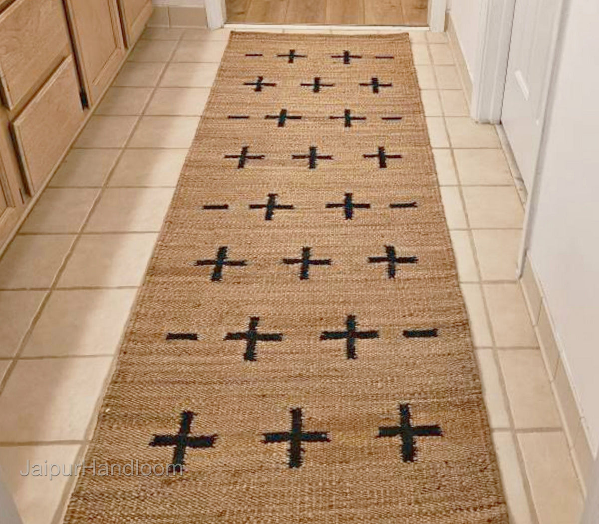 Beige Jute Braided Stair Runnerfor Living Room – 84 x 108 handmade by LoomifyHome