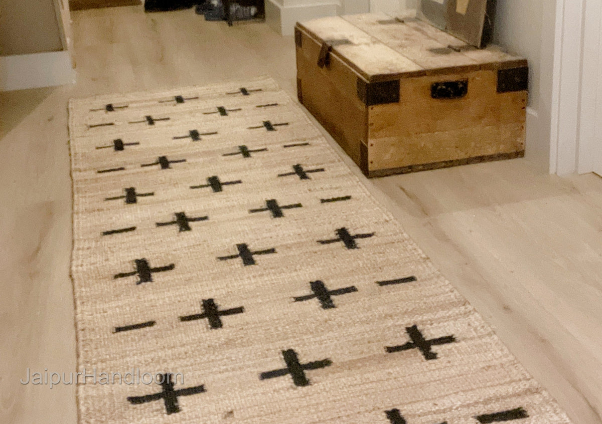 Beige Jute Braided Stair Runnerfor Living Room – 84 x 108 handmade by LoomifyHome