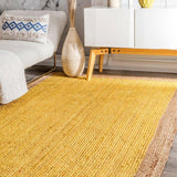 Beige Blue Jute Braided Runner Rugfor Living Room – 60 x 84 handmade by LoomifyHome