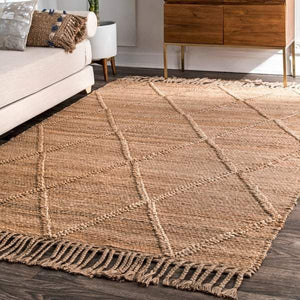 Beige Blue Jute Braided Runner Rugfor Living Room – Runner handmade by LoomifyHome