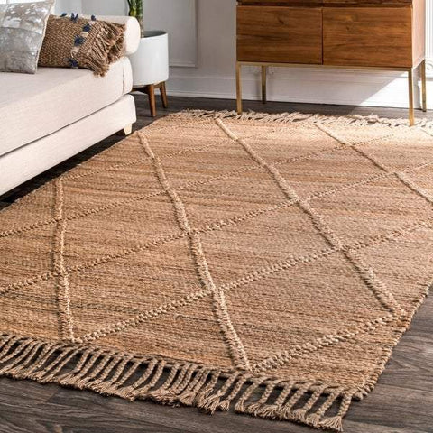 Beige Blue Jute Braided Runner Rugfor Living Room – Runner handmade by LoomifyHome