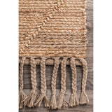Beige Blue Jute Braided Runner Rugfor Living Room – Runner handmade by LoomifyHome