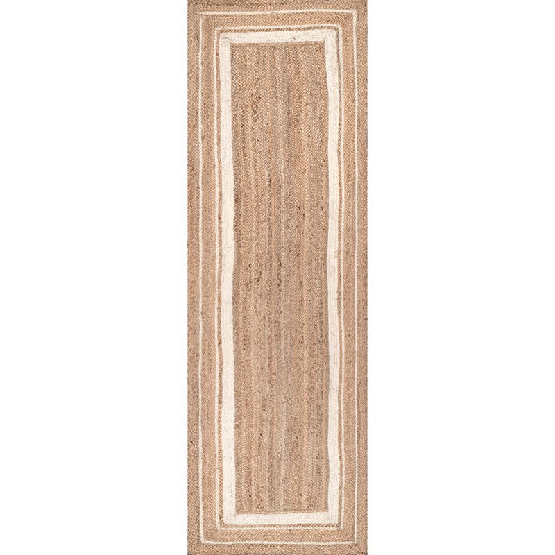 Beige Blue Jute Braided Stair Runnerfor Living Room – Bohemian handmade by LoomifyHome