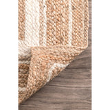 Beige Blue Jute Braided Stair Runnerfor Living Room – Bohemian handmade by LoomifyHome