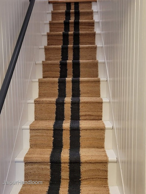 Beige Jute Braided Stair Runnerfor Living Room – 8 x 10 handmade by LoomifyHome