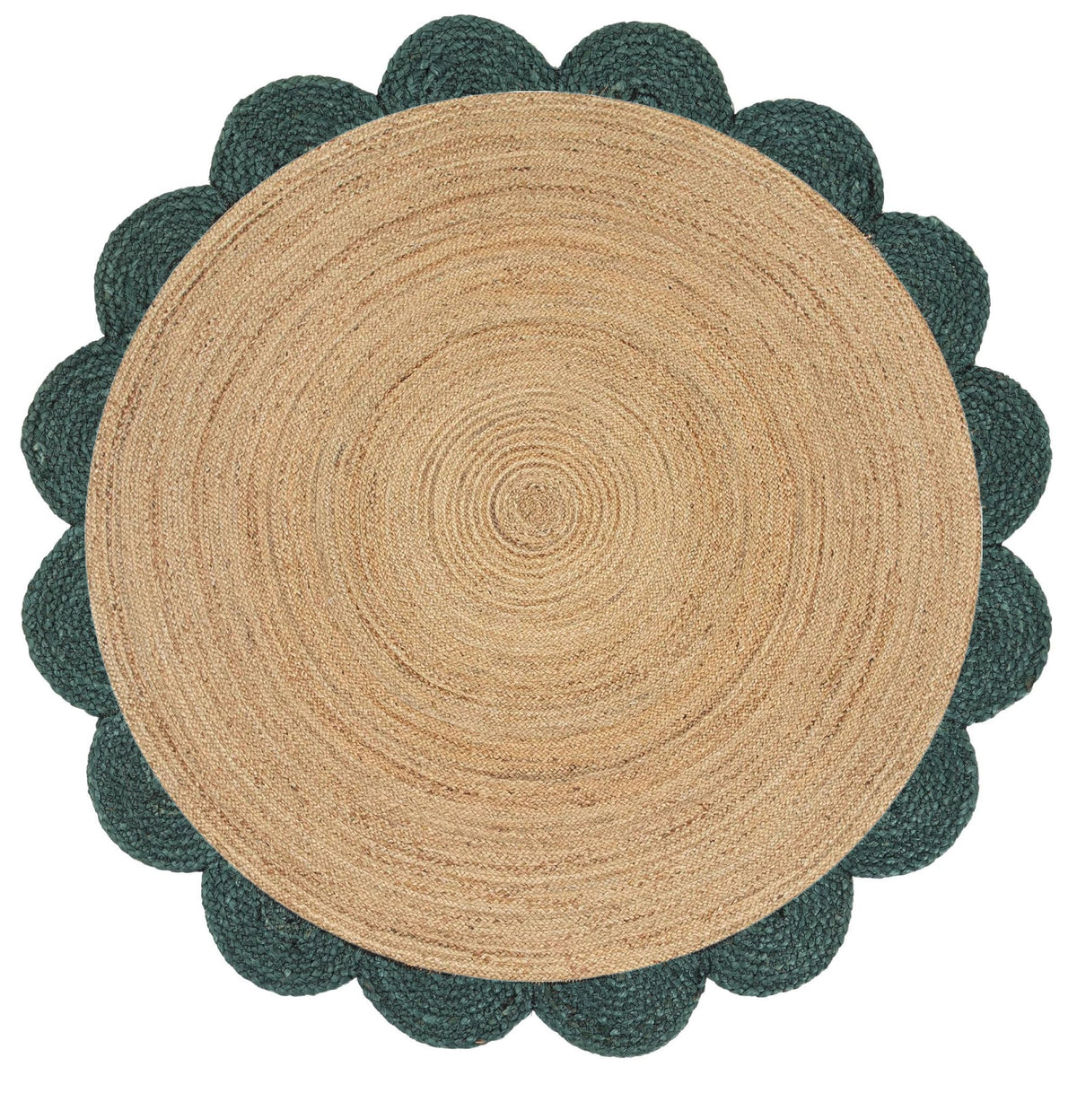 White Beige Jute Braided Round Rugfor Living Room – Fringed Edge handmade by LoomifyHome