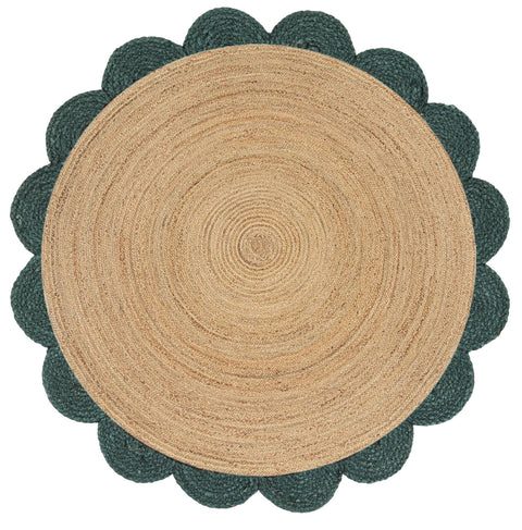 White Beige Jute Braided Round Rugfor Living Room – Fringed Edge handmade by LoomifyHome