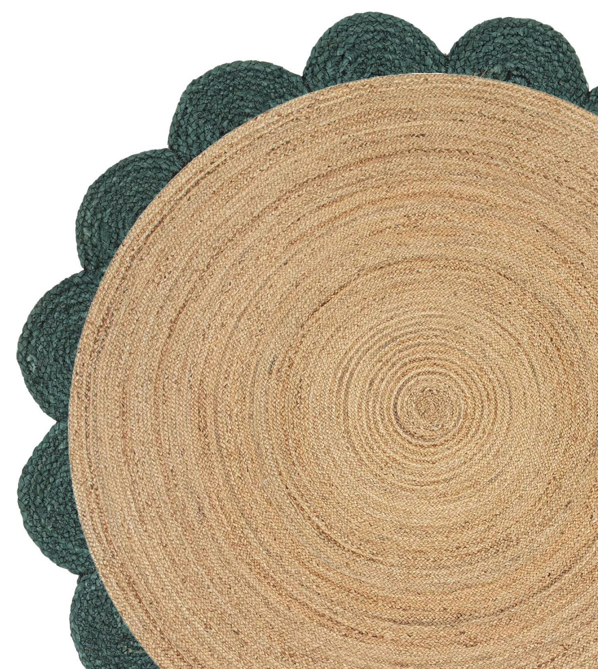 White Beige Jute Braided Round Rugfor Living Room – Fringed Edge handmade by LoomifyHome