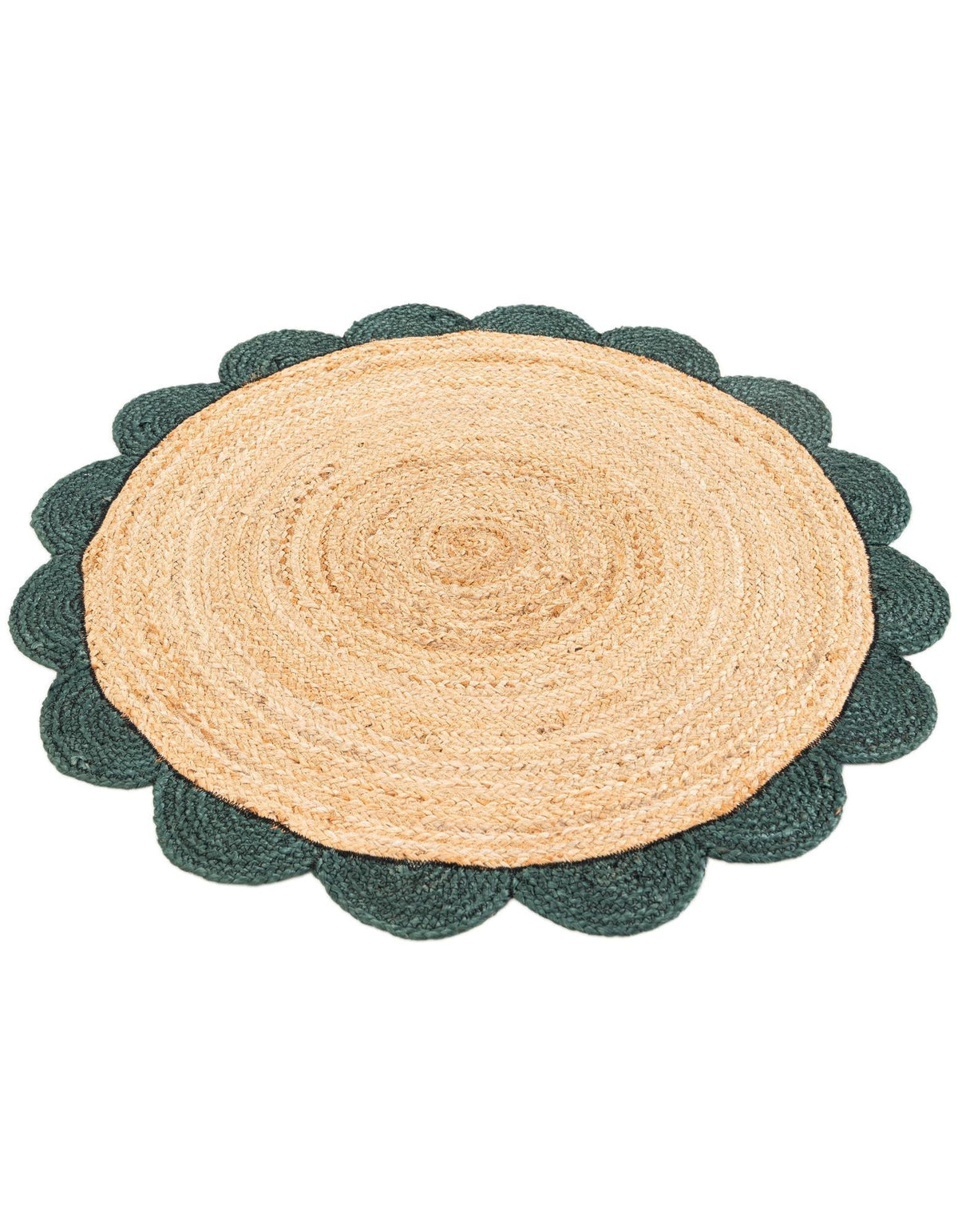 White Beige Jute Braided Round Rugfor Living Room – Fringed Edge handmade by LoomifyHome