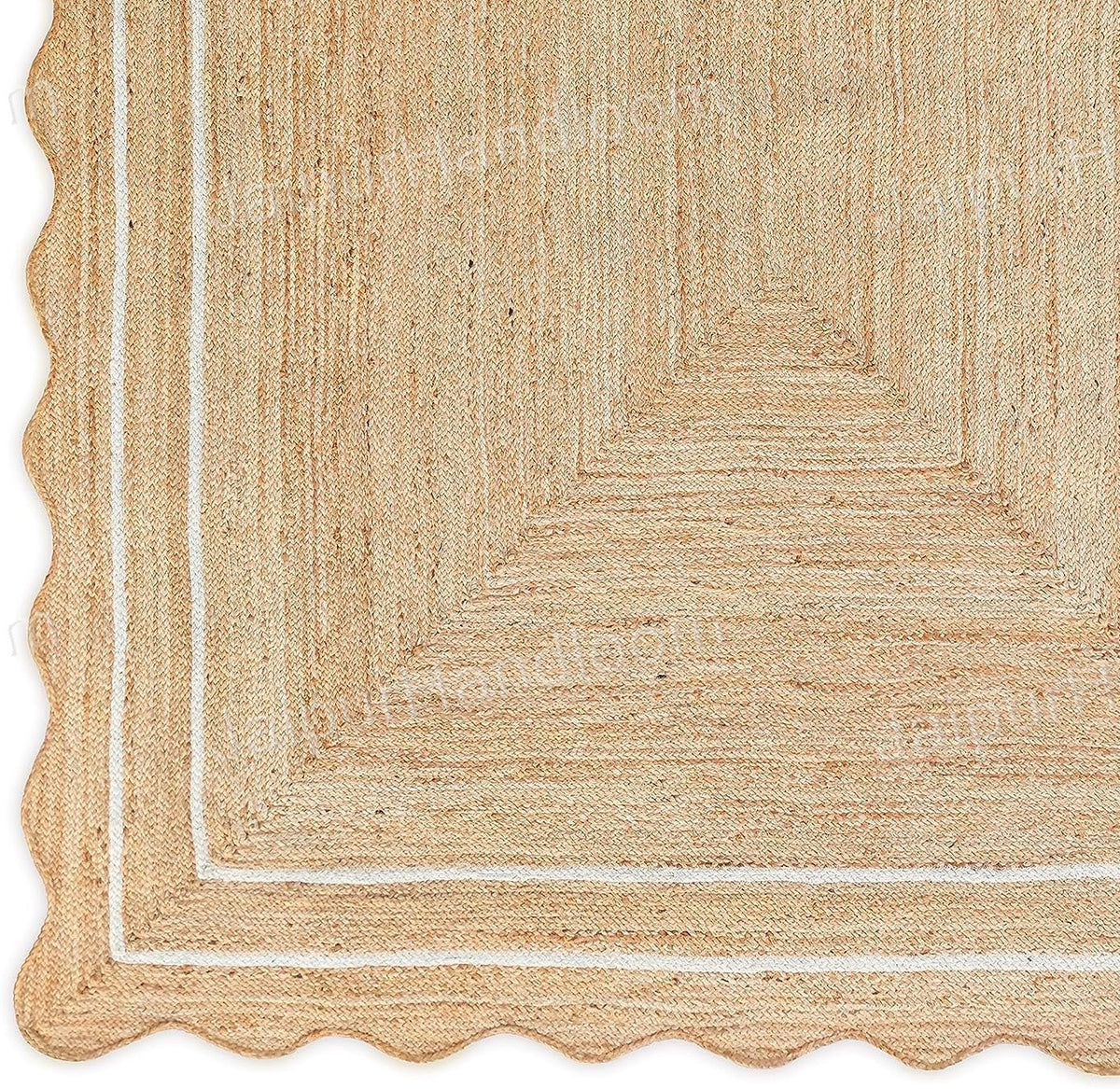 Beige Jute Braided Runner Rugfor Living Room – 120 x 168 handmade by LoomifyHome