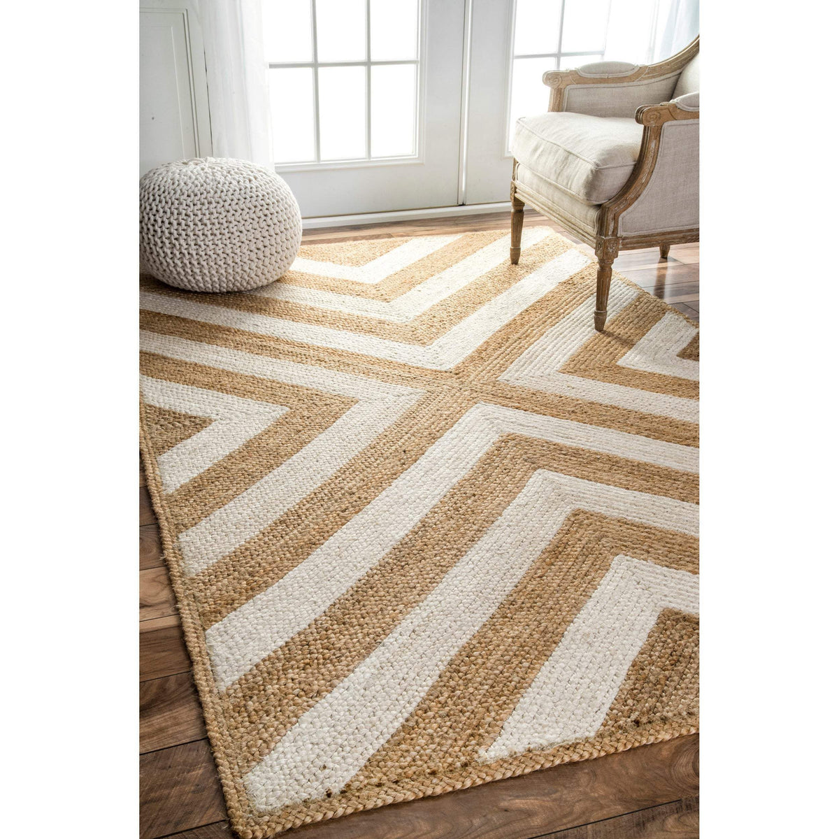Beige Blue Jute Braided Runner Rugfor Living Room – Animal handmade by LoomifyHome