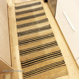 Black Beige Jute Braided Stair Runnerfor Living Room – Striped handmade by LoomifyHome