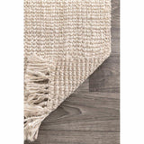 White Beige Jute Braided Area Rugfor Living Room – Bedroom Ready handmade by LoomifyHome