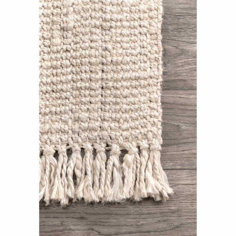 White Beige Jute Braided Area Rugfor Living Room – Bedroom Ready handmade by LoomifyHome