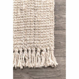 White Beige Jute Braided Area Rugfor Living Room – Bedroom Ready handmade by LoomifyHome