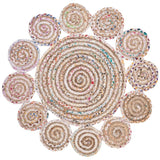 White Beige Jute Braided Round Rugfor Living Room – 7 x 7 handmade by LoomifyHome