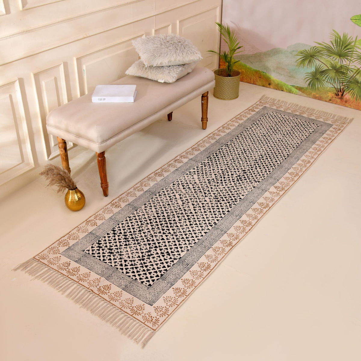 Multi Sizes Runner Rug for Stairs | Handwoven Indian Kilim  Eco-Friendly & Sustainable | Kitchen, Bedside, Hallway, Entry,