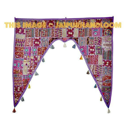 Large Handmade Door Valances – Indian Patchwork Window Curtain