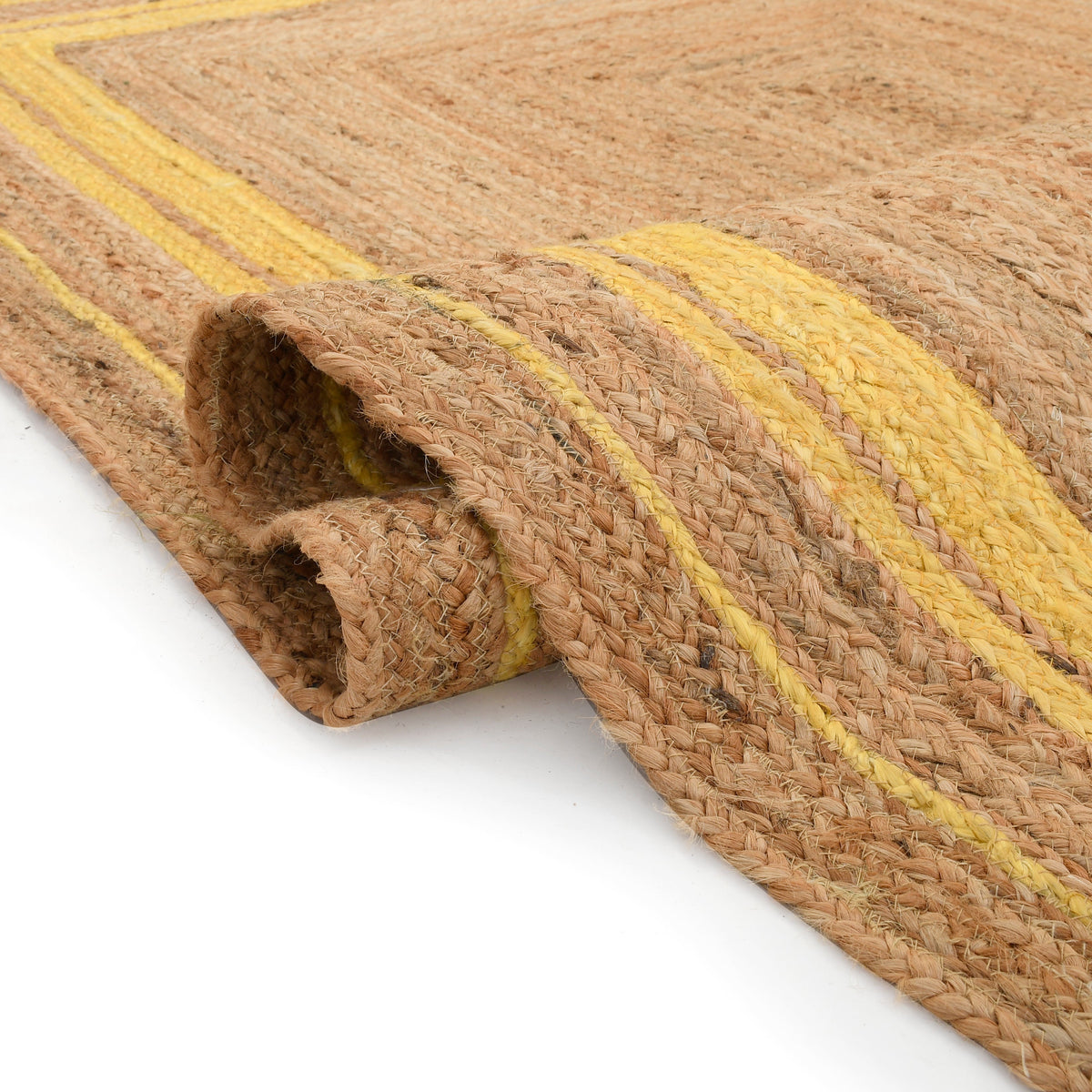 White Beige Jute Braided Area Rugfor Living Room – Scalloped handmade by LoomifyHome