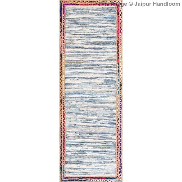 Beige Blue Jute Braided Runner Rugfor Living Room – Entryways handmade by LoomifyHome