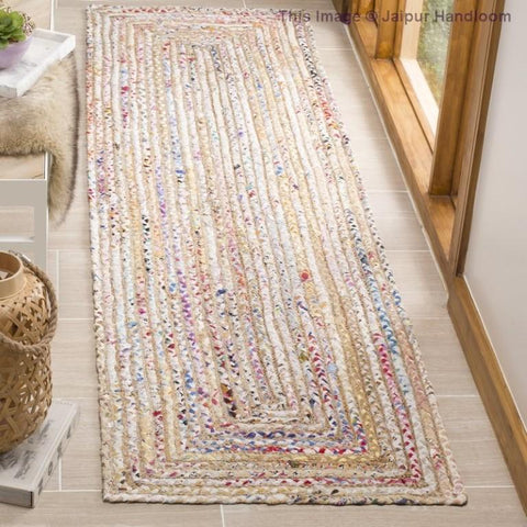 White Beige Jute Braided Runner Rugfor Living Room – 2 x 18 handmade by LoomifyHome