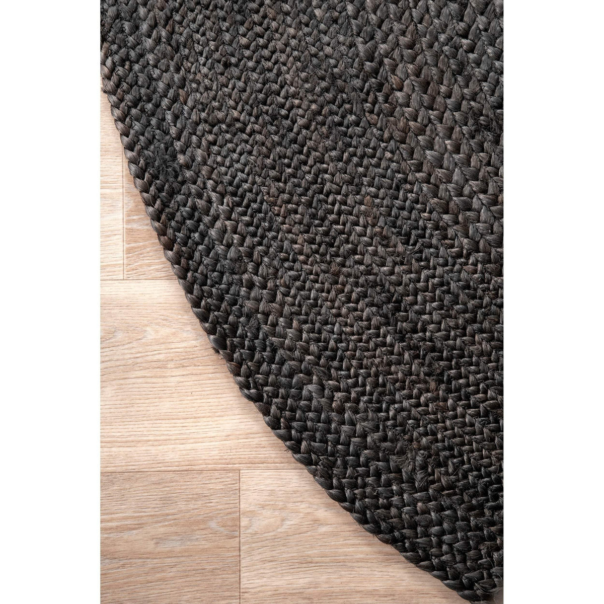 Beige Blue Jute Braided Round Rugfor Living Room – Loomed handmade by LoomifyHome