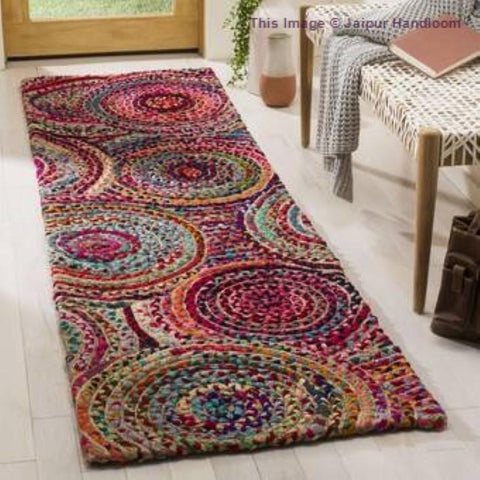 Beige Blue Jute Braided Area Rugfor Living Room – Coastal handmade by LoomifyHome