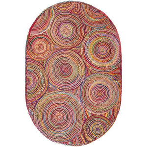 Blue Multicolor Jute Braided Oval Rugfor Living Room – Mandala handmade by LoomifyHome