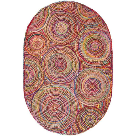 Blue Multicolor Jute Braided Oval Rugfor Living Room – Mandala handmade by LoomifyHome