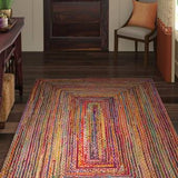 Beige Blue Jute Braided Area Rugfor Living Room – Living Room Ready handmade by LoomifyHome