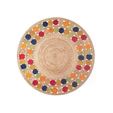 Beige Blue Jute Braided Round Rugfor Living Room – Colorful handmade by LoomifyHome